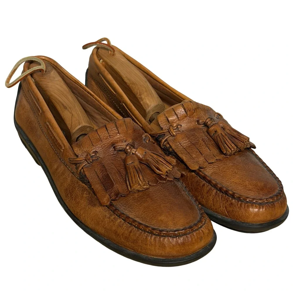 Johnston & Murphy Leather Tassel Kiltie Loafers Brown Driving Shoes 10M